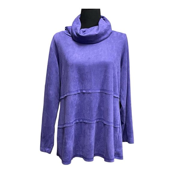 ETHYL Luxury Sueded Pullover GROOVY Purple Relaxed Turtleneck - Picture 1 of 8